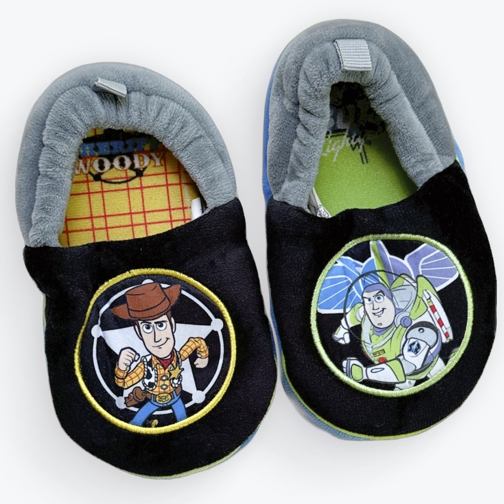 Disney Toy Story Child Woody & Buzz Characters Velvety Soft Cozy Slippers ~ 7/8